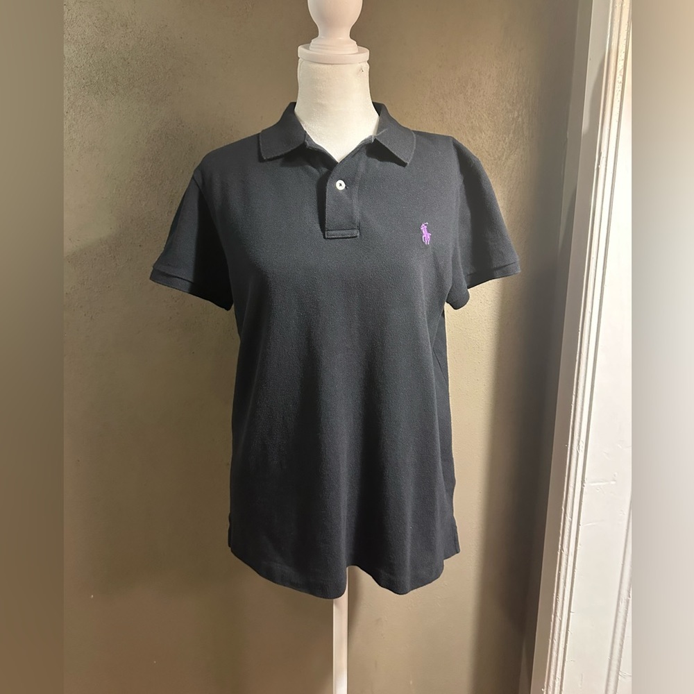 Ralph Lauren women’s short sleeve polo. Black, size M, classic fit